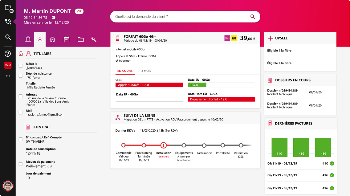 Interface SFR Vue client